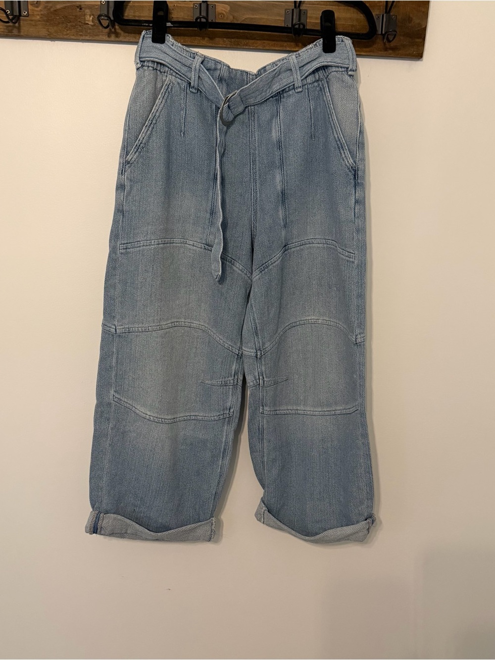 We The Free Pavement Artist Slouchy Cropped Barrel Baggy Jeans Light Wash Small